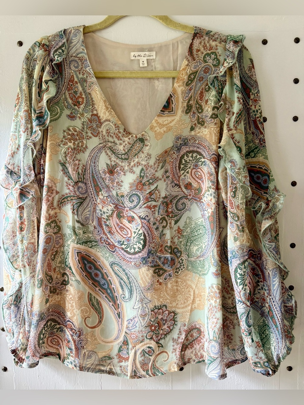 NWOT by the River paisley ruffled blouse
